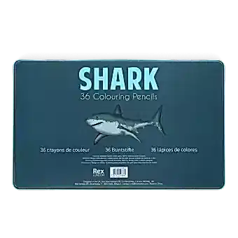 36 colouring pencils in a tin - Sharks