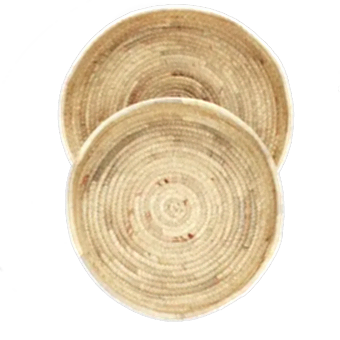 Round water hyacinth trays (set of 2)