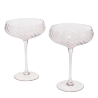 Scalloped coupe cocktail glasses 250ml (set of 2) - Pink