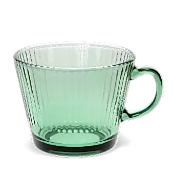 Ribbed glass mug in green
