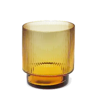 Ribbed glass tumbler 325ml - Amber
