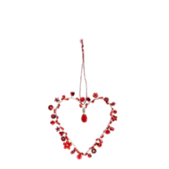 Handmade beaded heart decoration (7x7cm) - Red