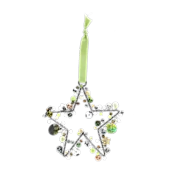 Handmade beaded star decoration (10x10cm) - Green