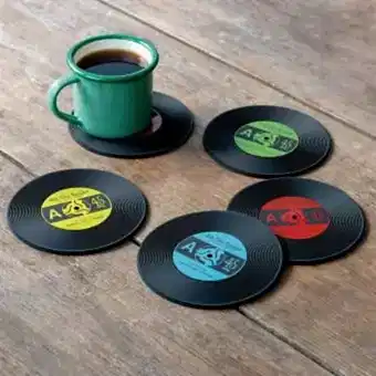 Silicone coasters (set of 6) - Vinyl record