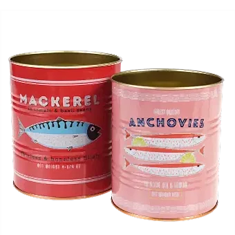 Storage tins (set of 2) - Fish MACKEREL & ANCHOVIES