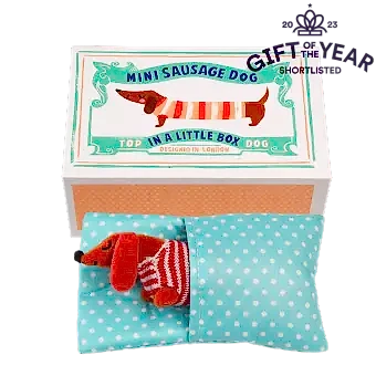Mini sausage dog in a little box - Sausage Dog soft toy