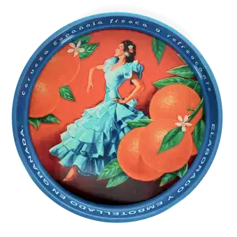 Round metal serving tray - Cerveza Española