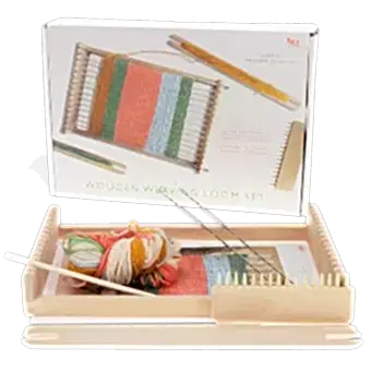 Wooden weaving loom set