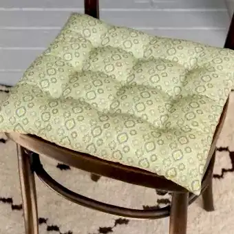 Seat pad cushion (37x37cm) - Green blockprint