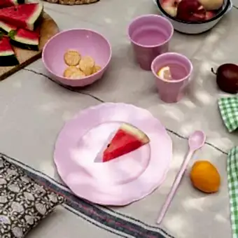 Pink Melamine plate-bowl-cup-spoon