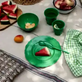 Melamine plate-bowl-cup-spoon - Bright green