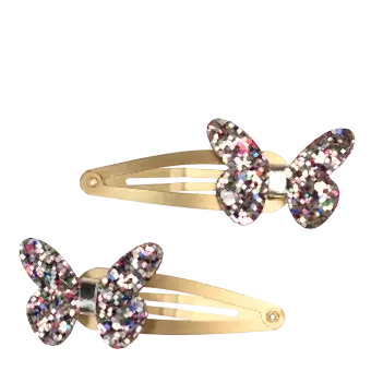 Glitter hair clips (set of 2) - Fairies in the Garden butterfly