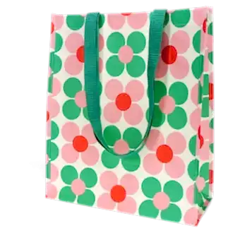 Shopping bag - Daisy pink and green