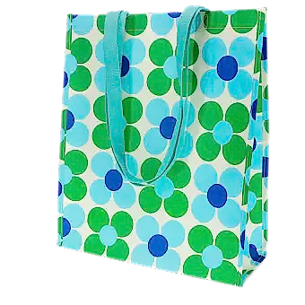 Shopping bag - Daisy blue and green