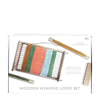 Wooden weaving loom set