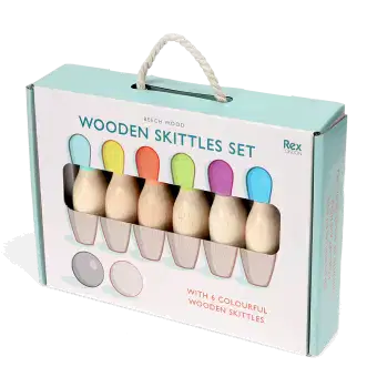 Wooden skittles set