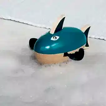 Wooden wind up shark