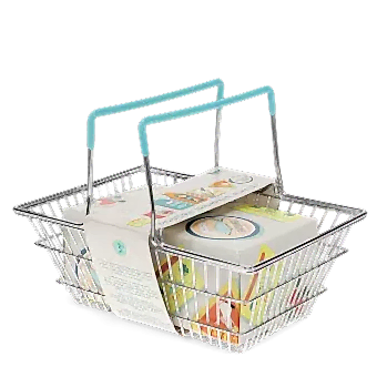 Wooden shopping playset with basket