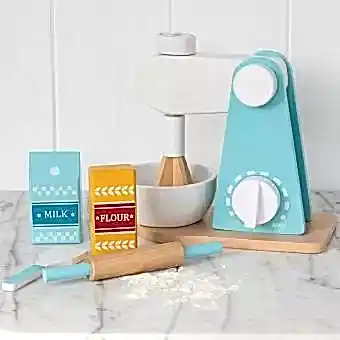 Wooden toy food mixer playset