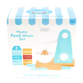 Wooden toy food mixer playset