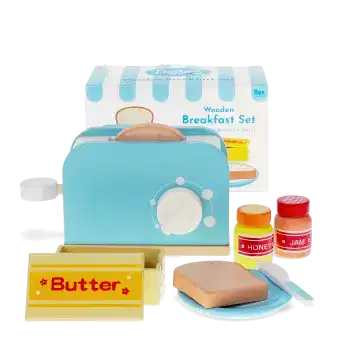 Wooden toy toaster playset
