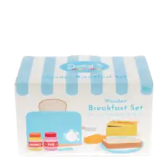 Wooden toy toaster playset
