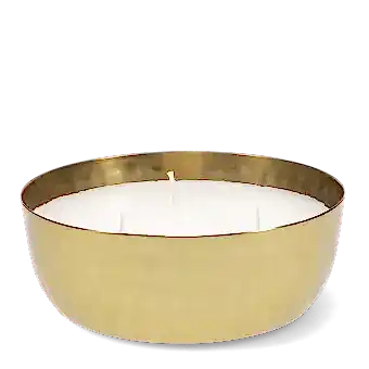 3-wick scented candle bowl - Gold tone hammered metal