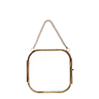 Rounded hanging brass frame 10x10cm