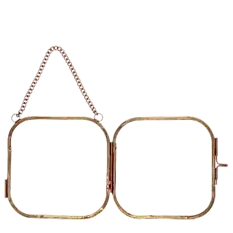 Rounded hanging brass frame 10x10cm