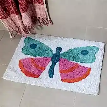Tufted cotton bath mat - Butterfly