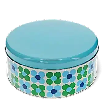 Cake storage tin - Blue and green Daisy