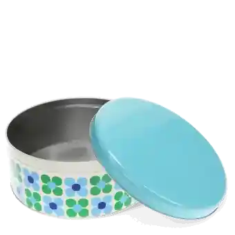 Cake storage tin - Blue and green Daisy