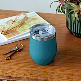 Rubber coated travel cup 350ml - Petrol blue