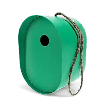 Oval bamboo fibre birdhouse - green