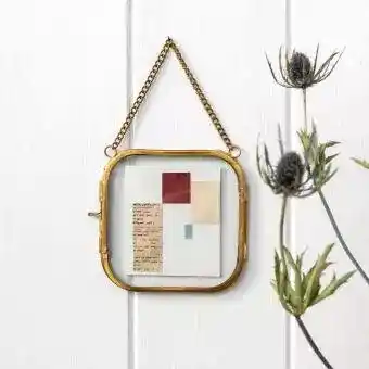 Rounded hanging brass frame 10x10cm
