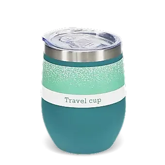 Rubber coated travel cup 350ml - Petrol blue