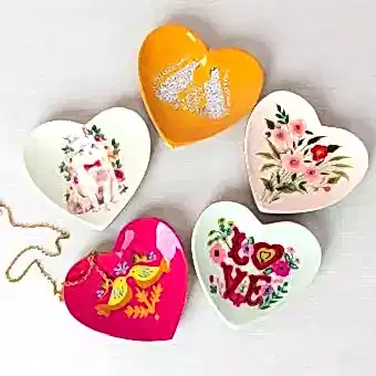 Wooden heart-shaped trinket dish