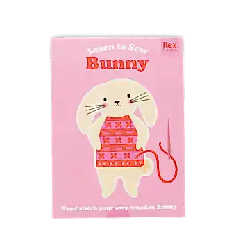 learn sew wooden hand stitch set bunny