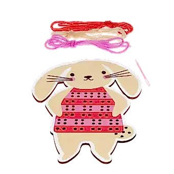 learn sew wooden hand stitch set bunny