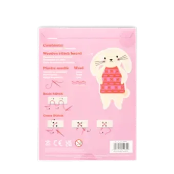learn sew wooden hand stitch set bunny