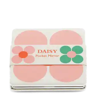 Square pocket mirror - Pink and green Daisy