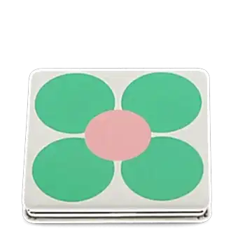 Square pocket mirror - Pink and green Daisy