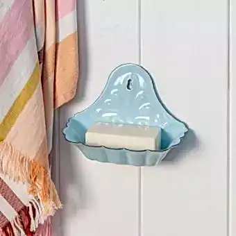 Wall-mounted enamel soap dish - Blue
