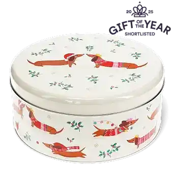 Cake storage tin - Festive Sausage Dog