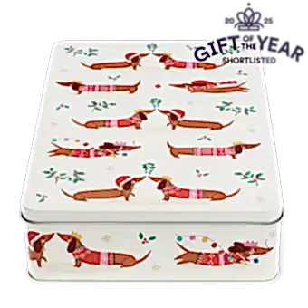 Mince pie storage tin - Festive Sausage Dog