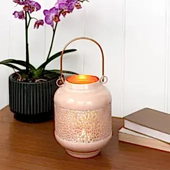 Enamel tealight lantern - Pink