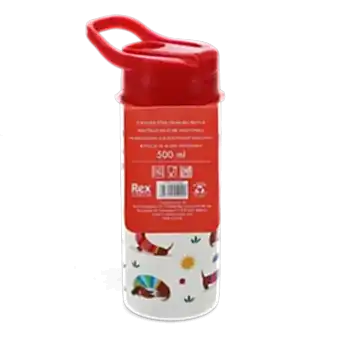 Stainless steel bottle with push button lid 500ml - Sunny Sausage Dog