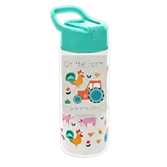 Stainless steel bottle with push button lid 500ml - Farmyard