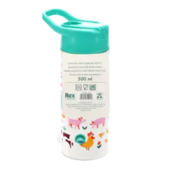 Stainless steel bottle with push button lid 500ml - Farmyard