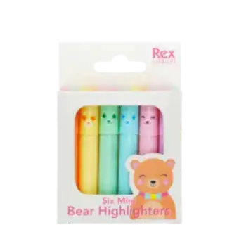 Mini highlighters (set of 6) - Bear